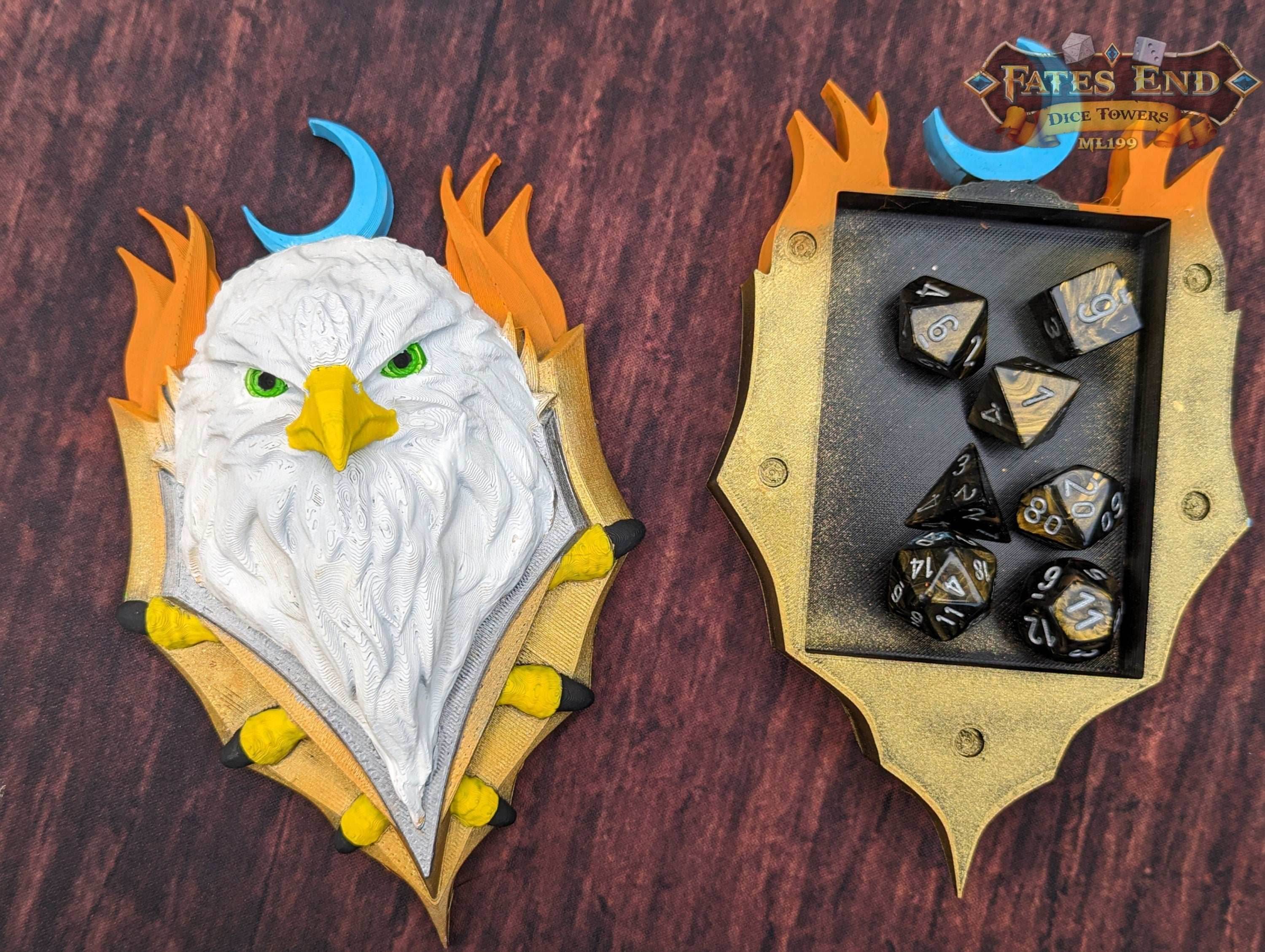 Eagle Paladin 3D Printed Deck Holder and Card Storage | RPG Dice Vault | D20 Box | Player Gift - Discover the perfect fusion of style and functionality! - Black