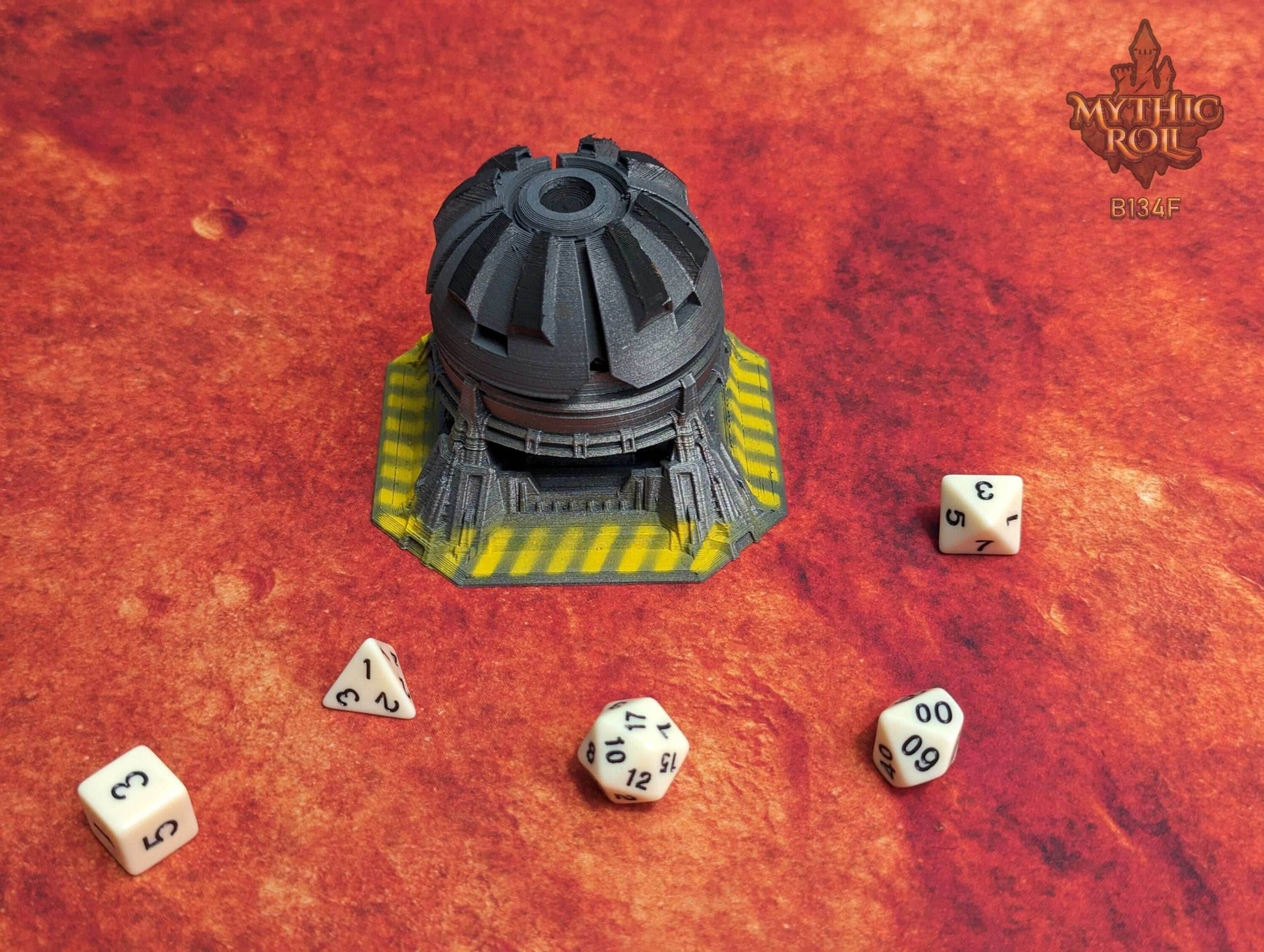 Space Pod 3D Printed Cyberpunk Dice Vault - Mythic Roll Collection by Unchained Games | RPG Dice Jail | D20 Dice Box | -Your Odyssey Awaits! - Black / Yes- Include Random Dice Set