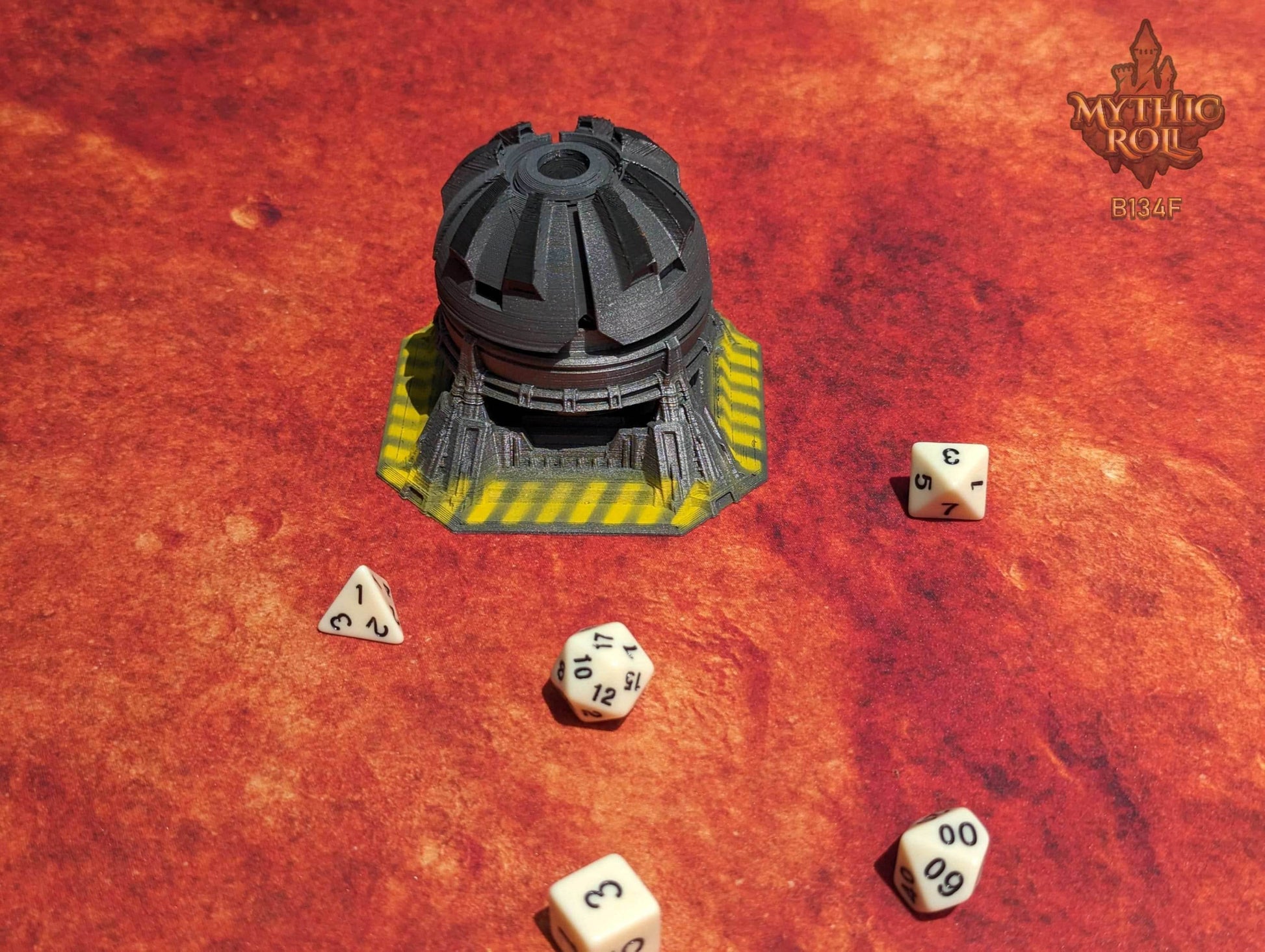 Space Pod 3D Printed Cyberpunk Dice Vault - Mythic Roll Collection by Unchained Games | RPG Dice Jail | D20 Dice Box | -Your Odyssey Awaits! - Black / Yes- Include Random Dice Set