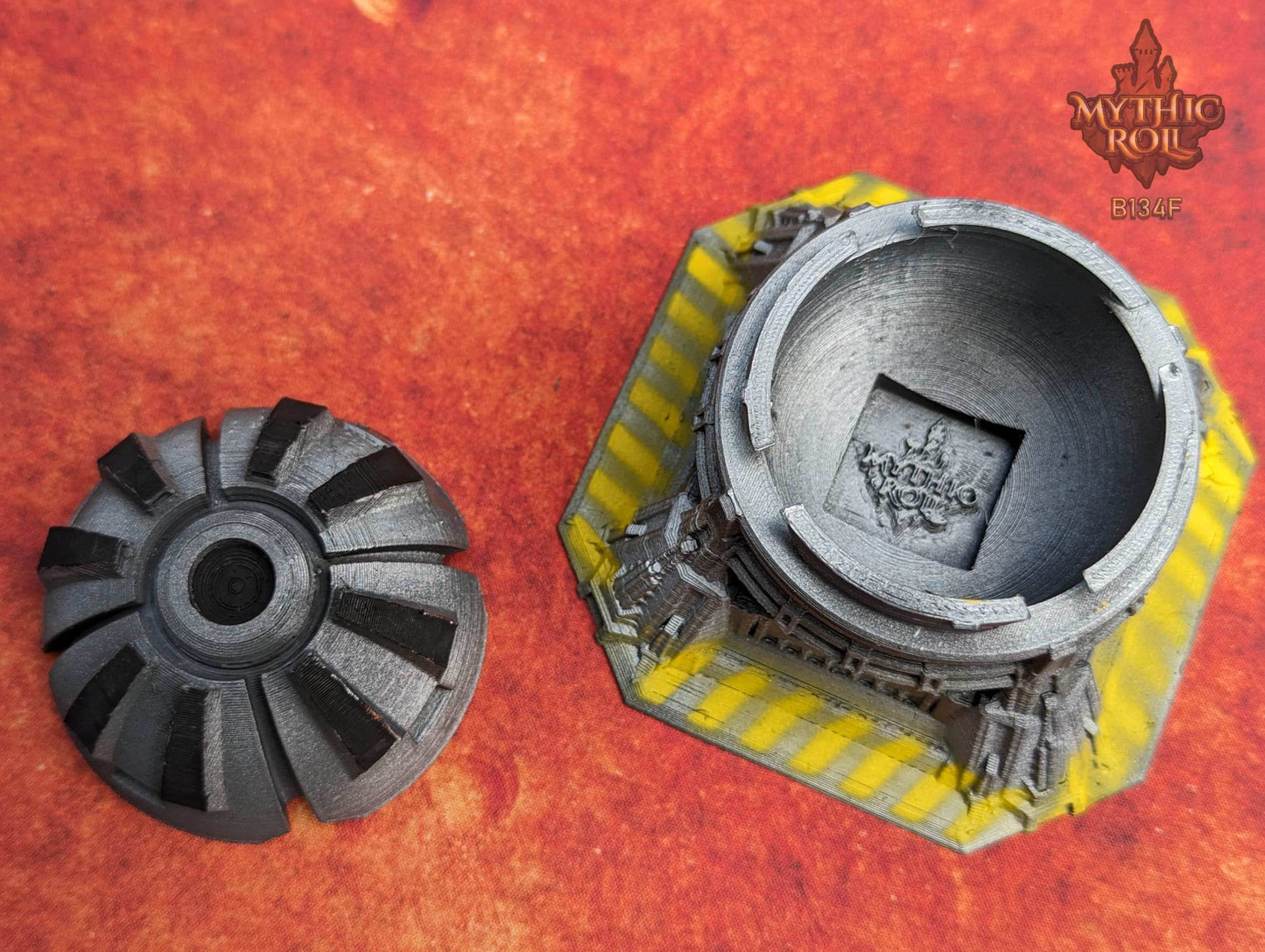 Space Pod 3D Printed Cyberpunk Dice Vault - Mythic Roll Collection by Unchained Games | RPG Dice Jail | D20 Dice Box | -Your Odyssey Awaits! - Black / Yes- Include Random Dice Set