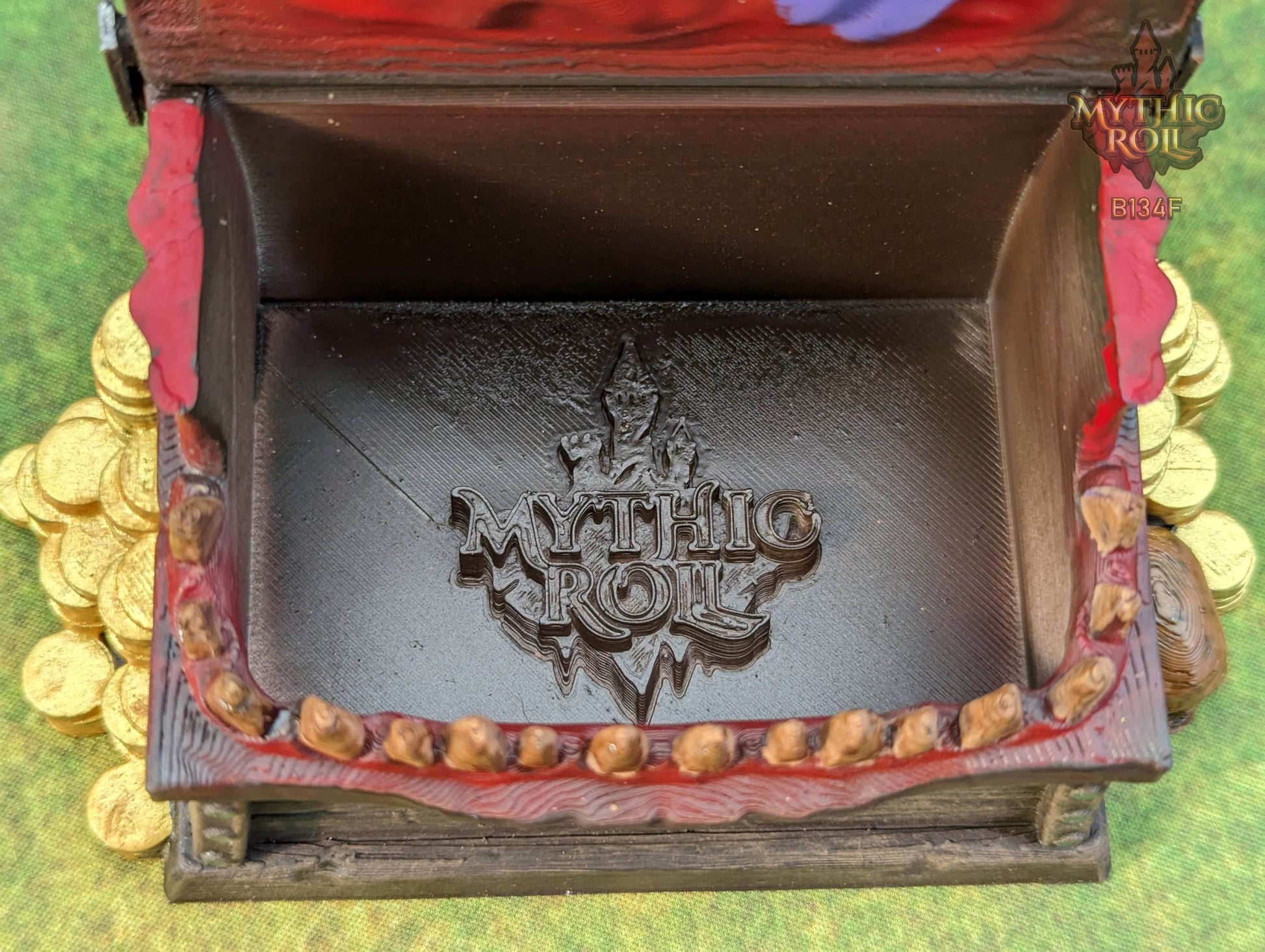 Mimic 3D Printed Dice Jail | RPG Dice Vault | D20 Storage Box | Player Gift - Beware the Mimic Dice Jail: Where Chance and Mystery Converge! - Black / Yes- Include Random Dice Set