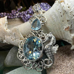Seasong Seahorse Necklace - 18 / Blue Topaz