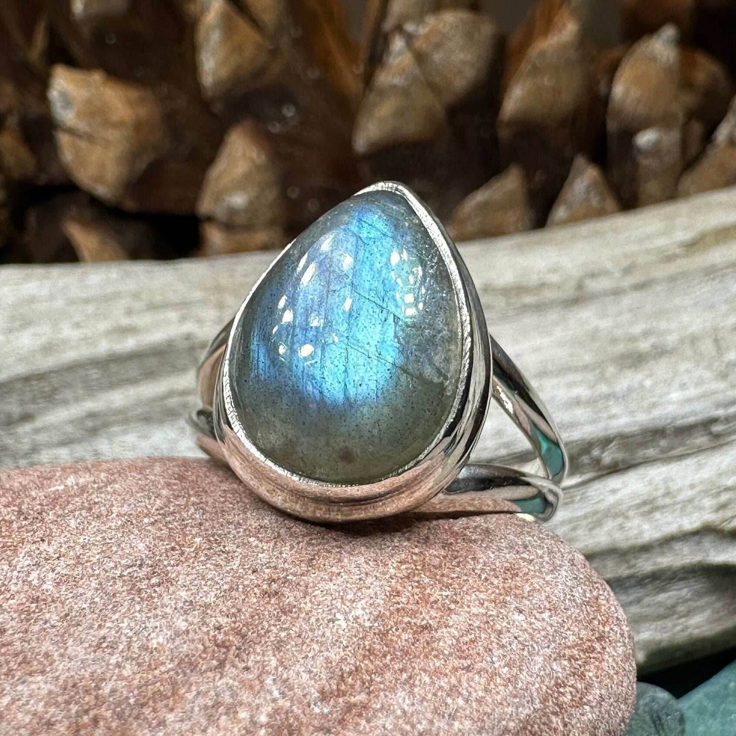 Celtic Twilight Labradorite Ring - 7 / Teardrop