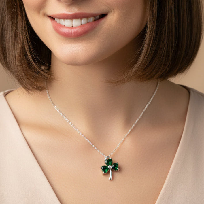 Emerald Shamrock Necklace
