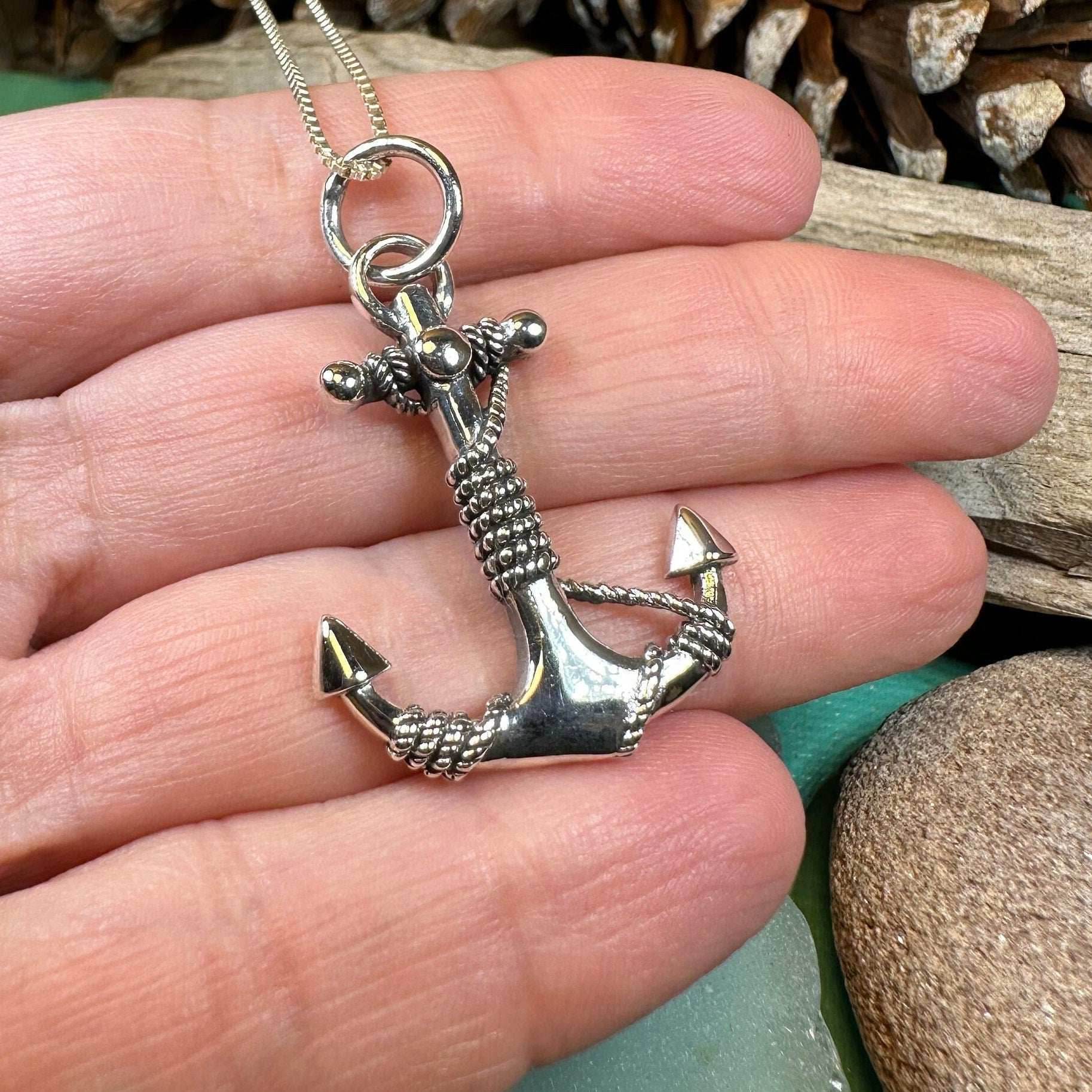Deep Blue Sea Anchor Necklace - 18