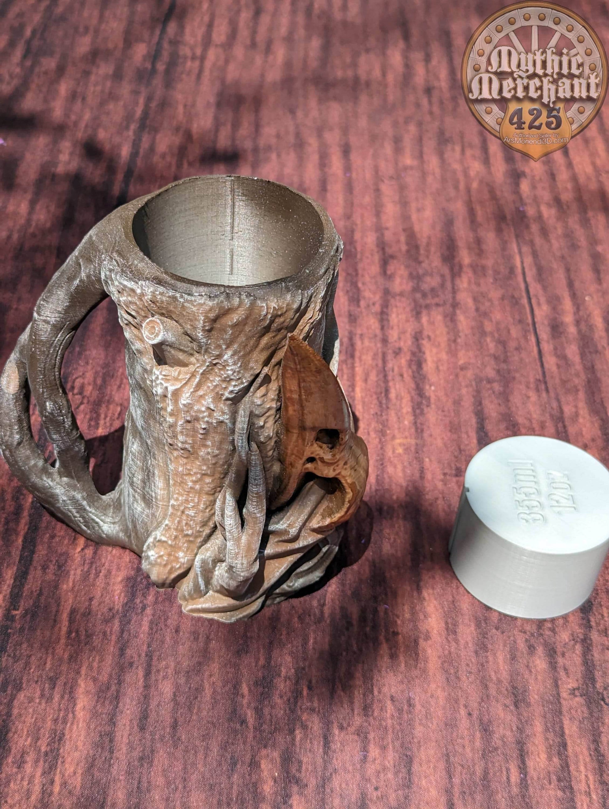 Druid Class 3D Printed Koozie | Can Holder | Stein | DnD Player Gift | Dice Vault | RPG Dice Jail | Mythic Mugs by Ars Moriendi 3D - Black / Non Threaded-No Lid