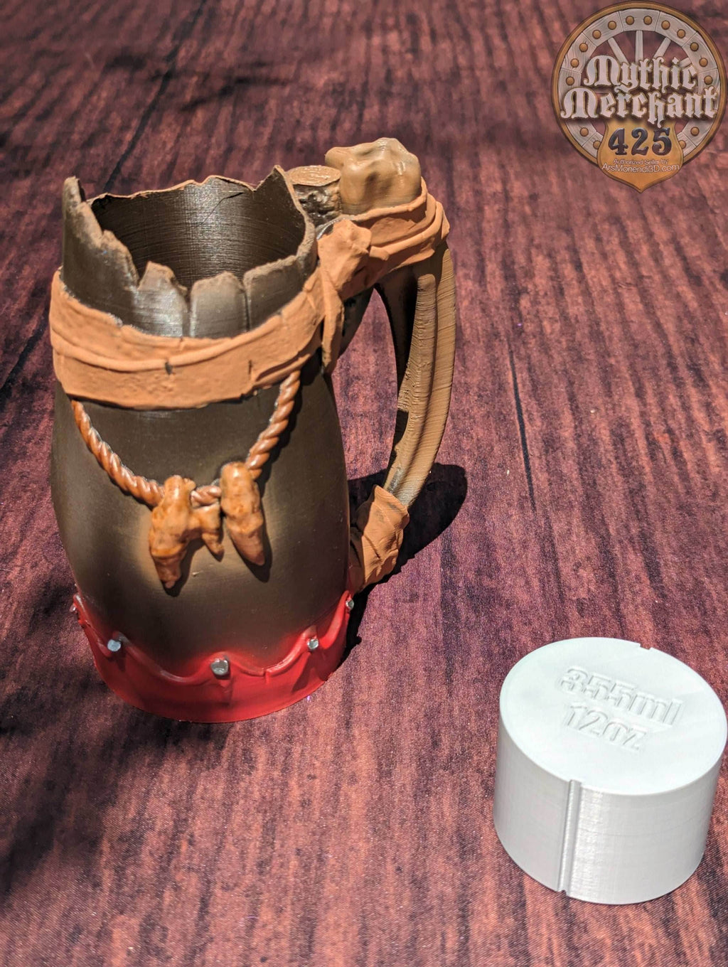 Barbarian 3D Printed Koozie & Can Holder | Custom Stein | RPG Dice Jail | D20 Dice Vault | Mythic Mugs by Ars Moriendi 3D- Unleash Fury!!! - Black / Non Threaded-No Lid