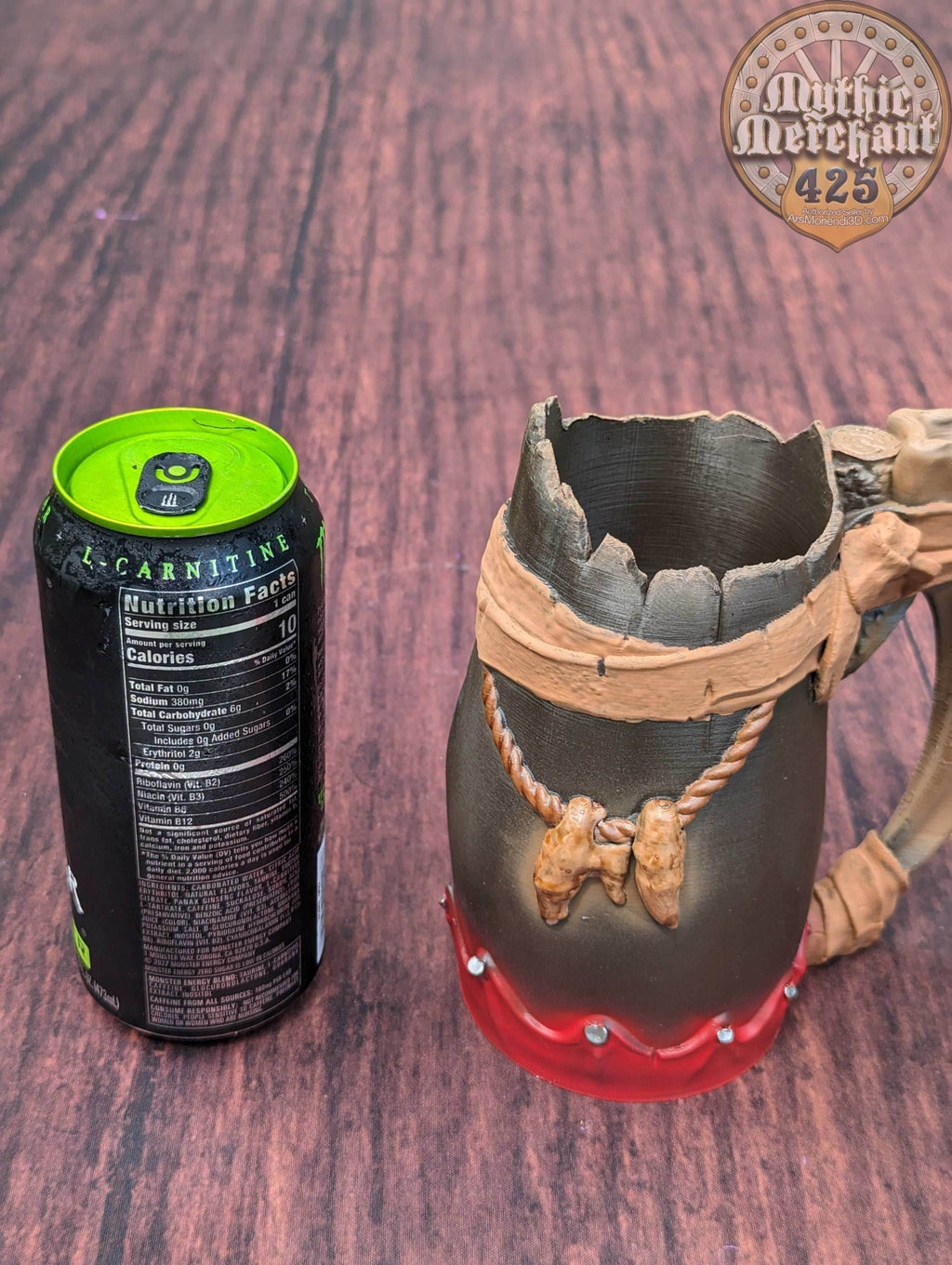 Barbarian 3D Printed Koozie & Can Holder | Custom Stein | RPG Dice Jail | D20 Dice Vault | Mythic Mugs by Ars Moriendi 3D- Unleash Fury!!! - Black / Non Threaded-No Lid