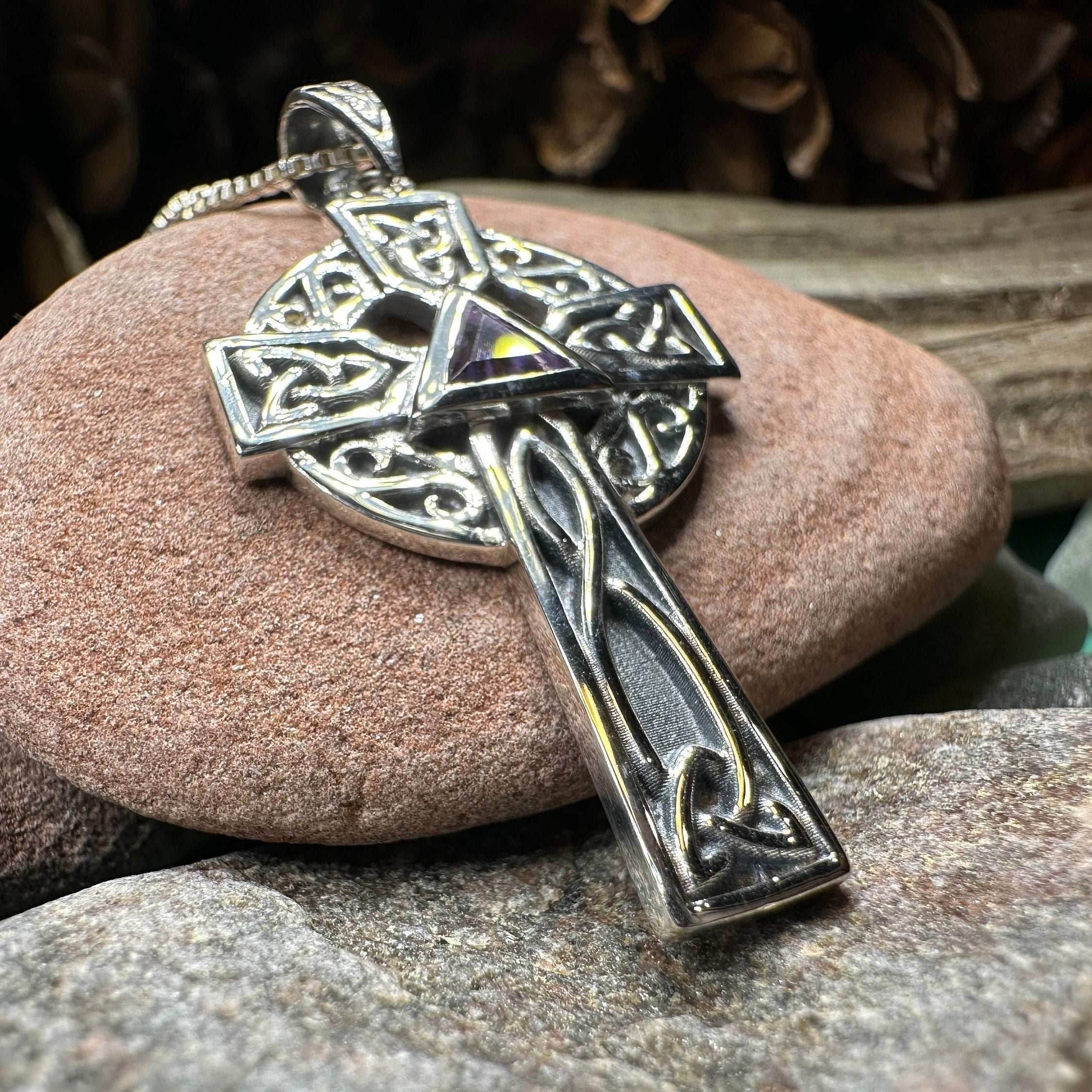 Recovery Celtic Cross Necklace - 18 / Amethyst