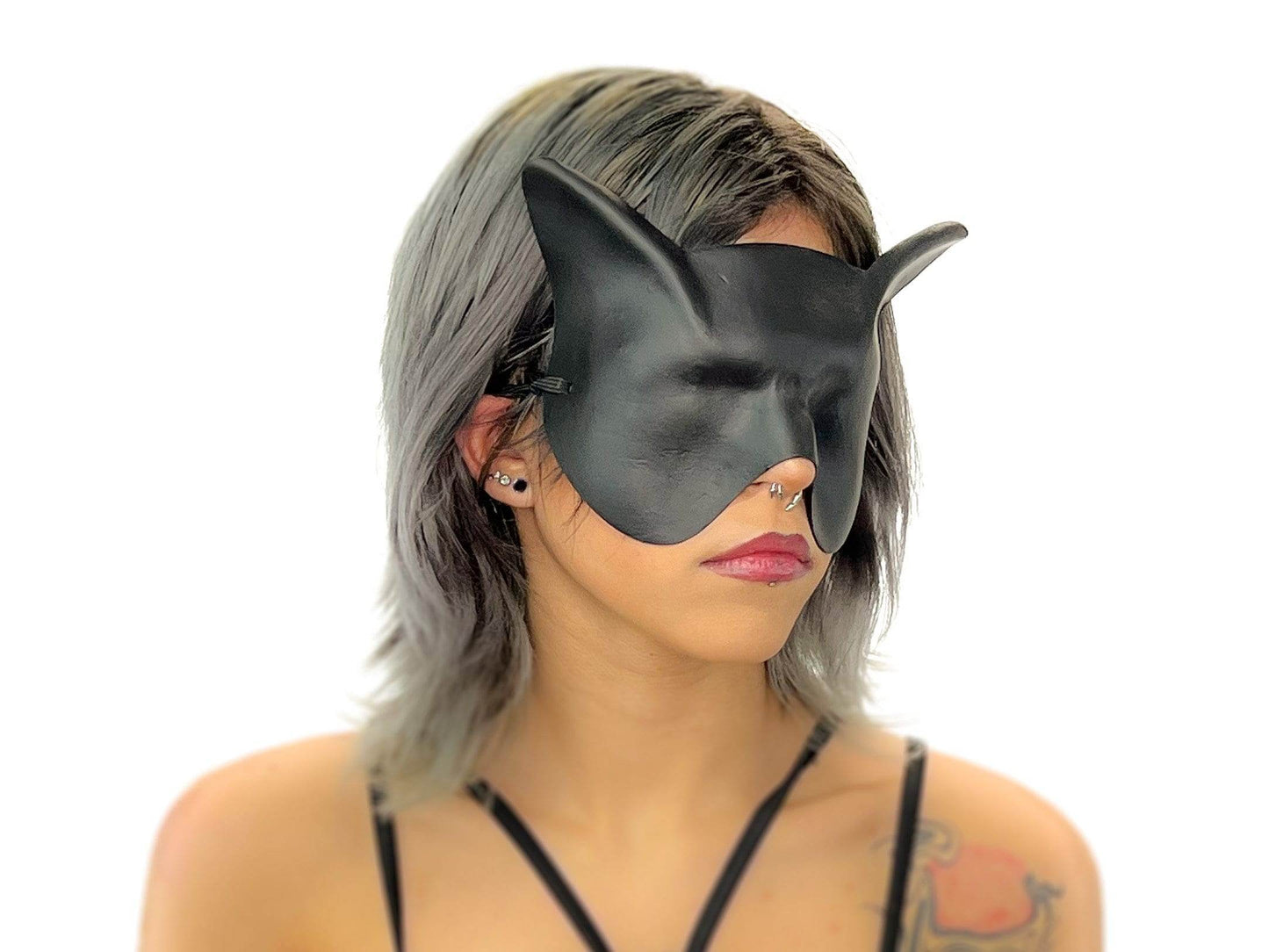 Super Hero Cat Sleep Mask or Blindfold - Handmade Genuine Leather - Optional Deerskin Or Suede Lining - Suede Lining