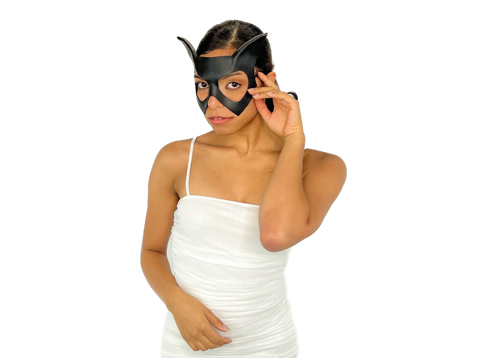 Handmade Genuine Leather Cat Mask - 