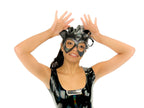 Handmade Genuine Leather Five Point Jester Mask in cosmic silver and Black No Bells - 