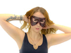 Dual Layer Ornate Masquerade Handmade Genuine Leather Eye Mask in Red - 