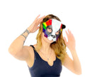 Geometric Rainbow Panda Bear Leather Mask - 