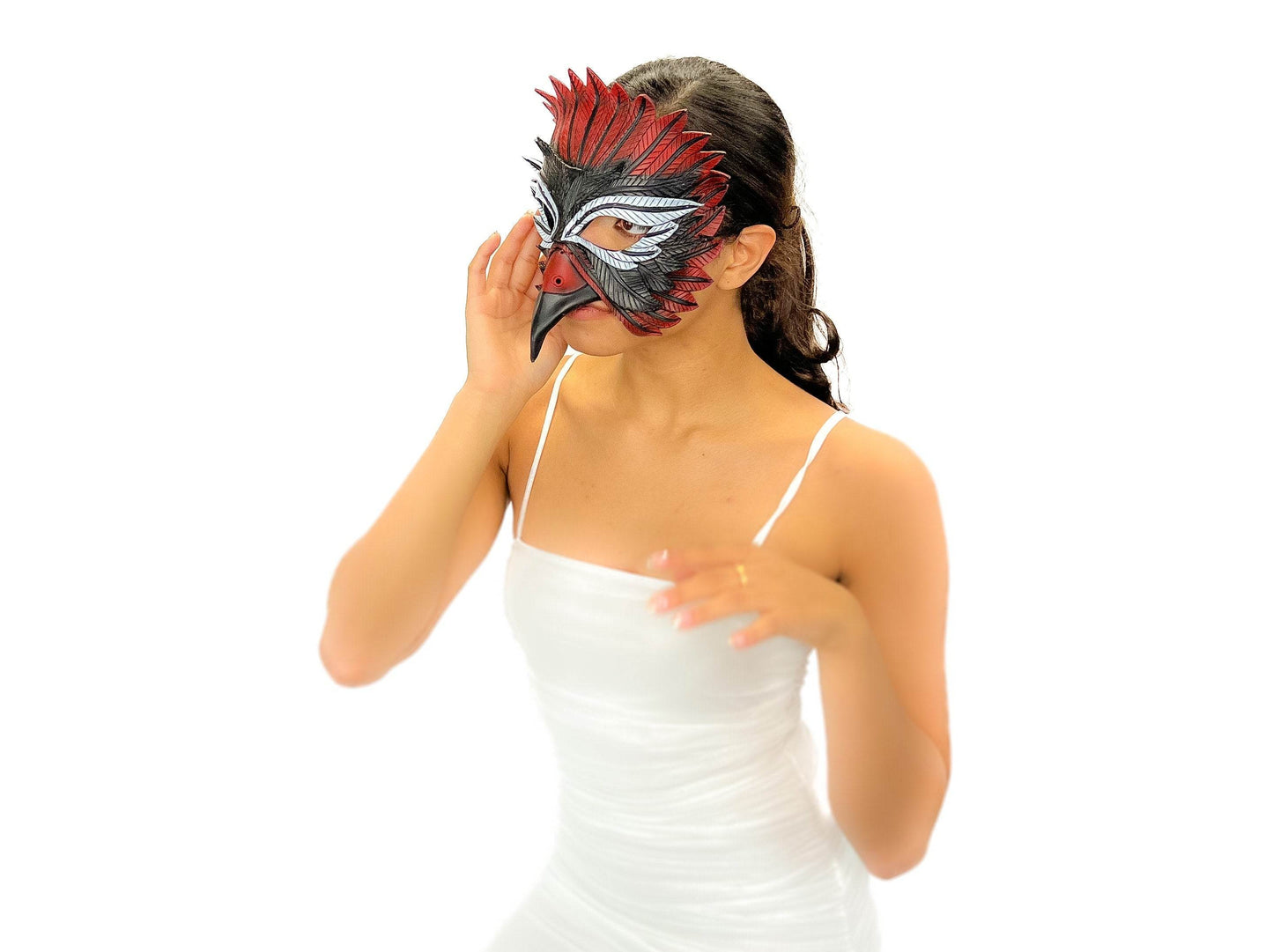 Red Raven Handmade Genuine Leather Mask - 