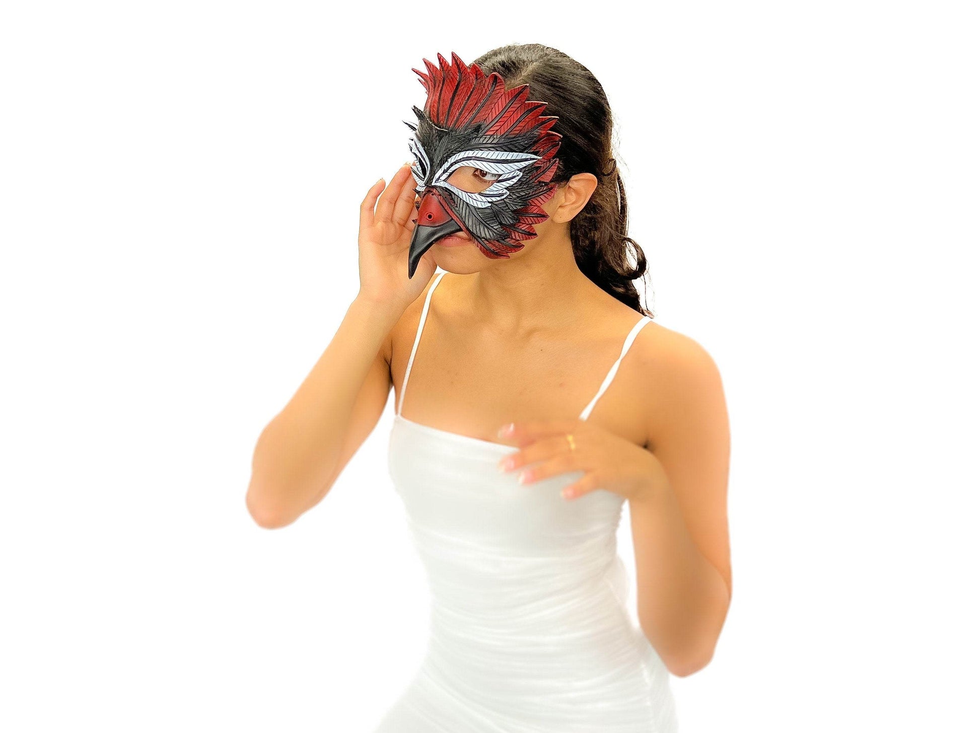 Red Raven Handmade Genuine Leather Mask - 