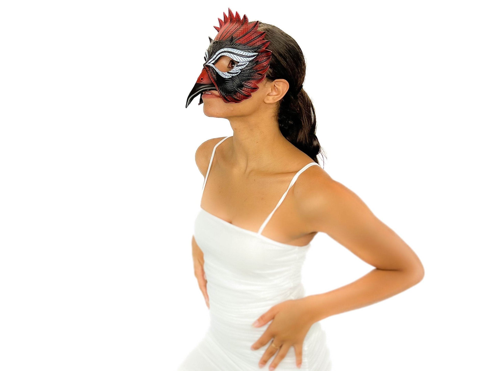 Red Raven Handmade Genuine Leather Mask - 