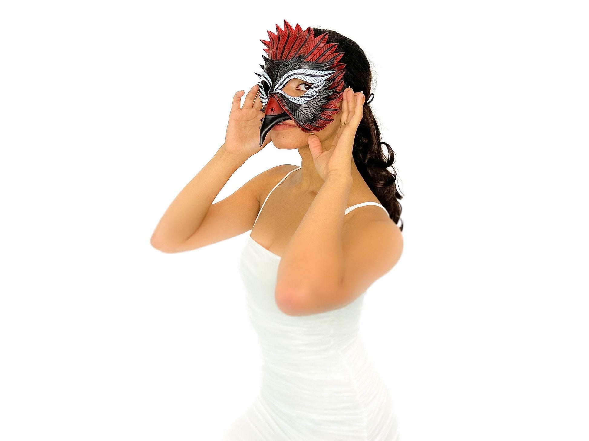 Red Raven Handmade Genuine Leather Mask - 