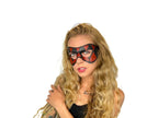 Compact Harlequin Handmade Genuine Leather Mask in Red and Black - 