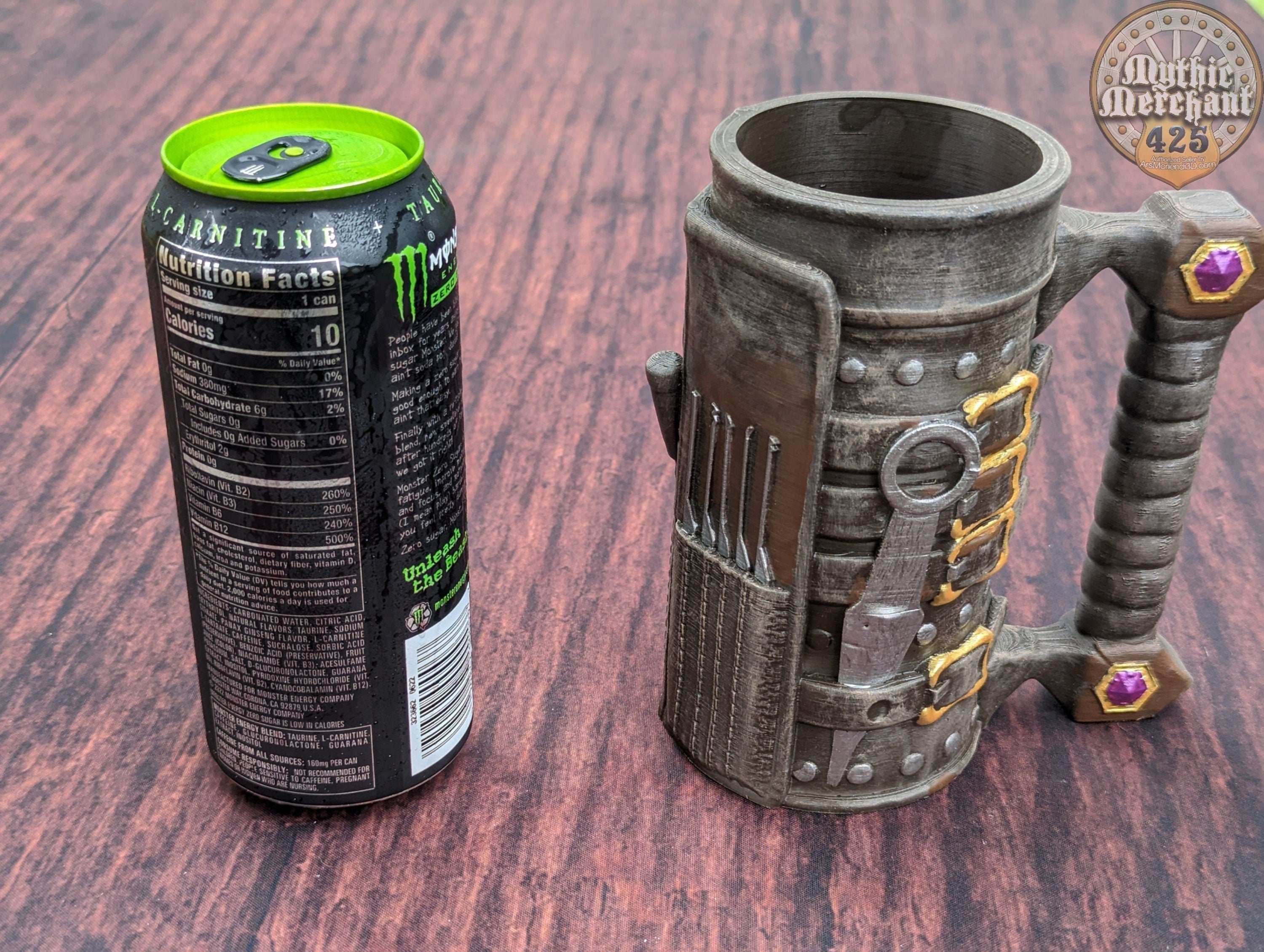 Rogue-Thief Mythic Mug Dice Vault & Can Holder- Mythic Mugs- Ars Moriendi 3D- Unleash Devious Delights! - Black / Threaded with Lid