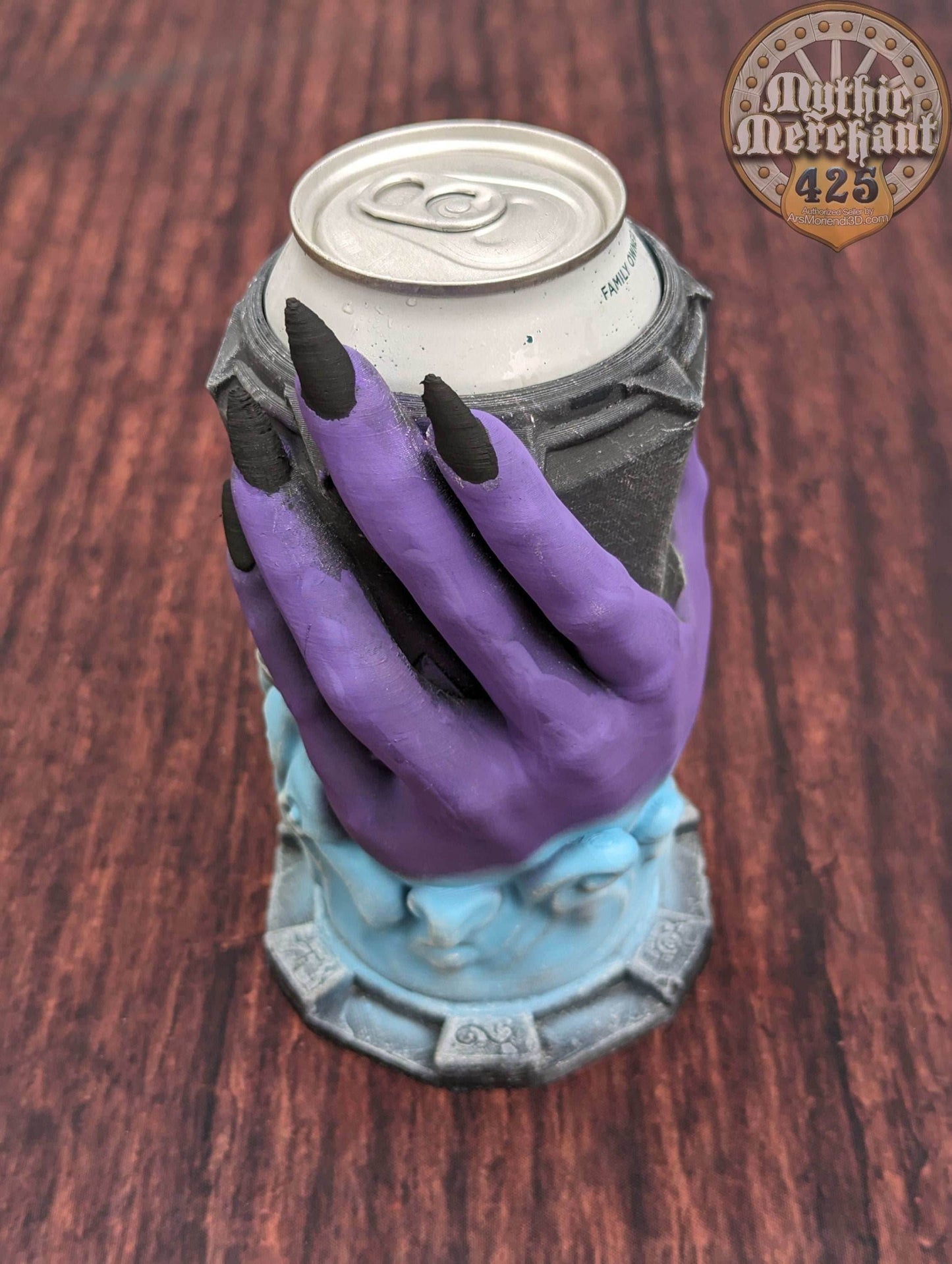 Sorcerer 3D Printed Can Holder- Mythic Mugs Collection by Ars Moriendi 3D- Harness Mystic Powers! - Black / Threaded with Lid