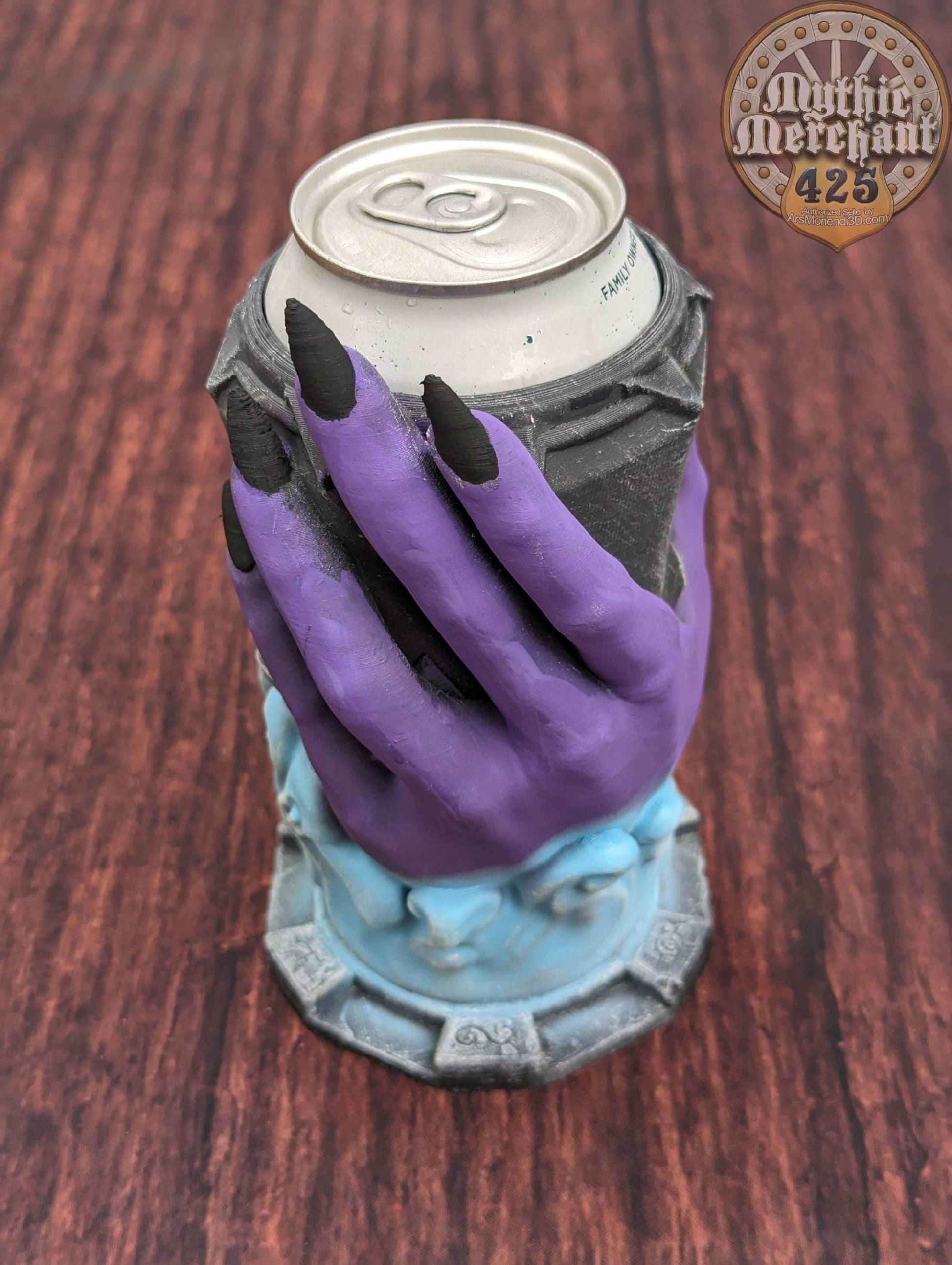 Sorcerer 3D Printed Can Holder- Mythic Mugs Collection by Ars Moriendi 3D- Harness Mystic Powers! - Black / Threaded with Lid