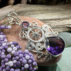 True North Compass Necklace - Purple Amethyst Tear / 18