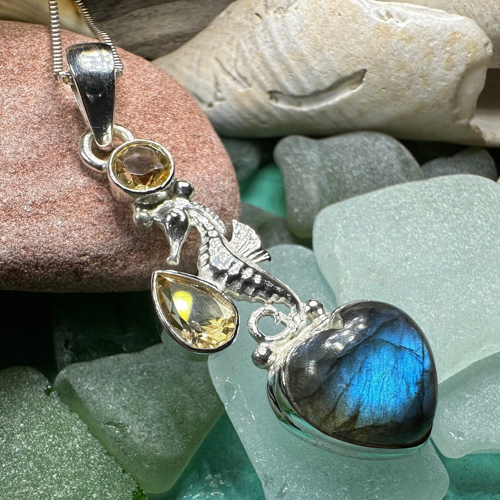Seamist Seahorse Labradorite Necklace