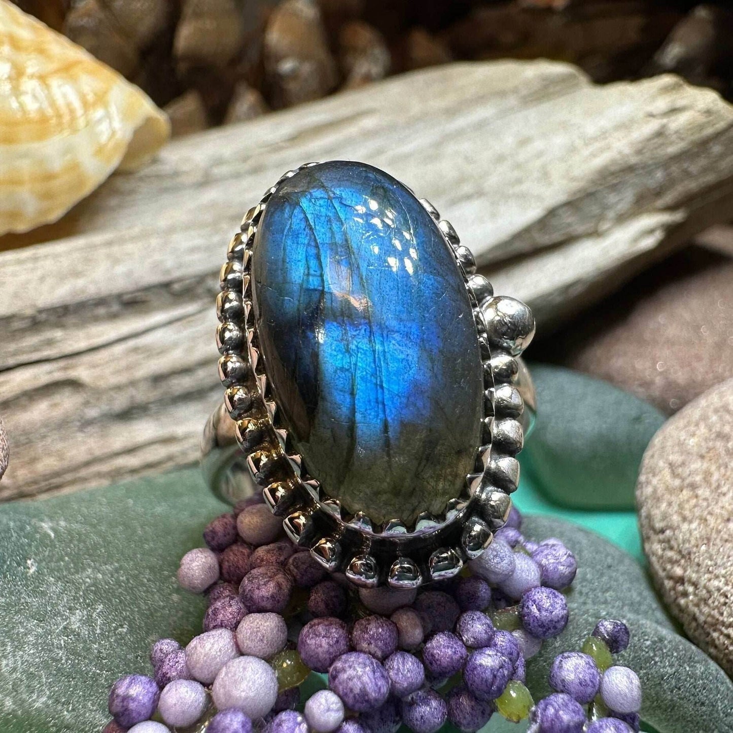 Celtic Storm Labradorite Ring - 7
