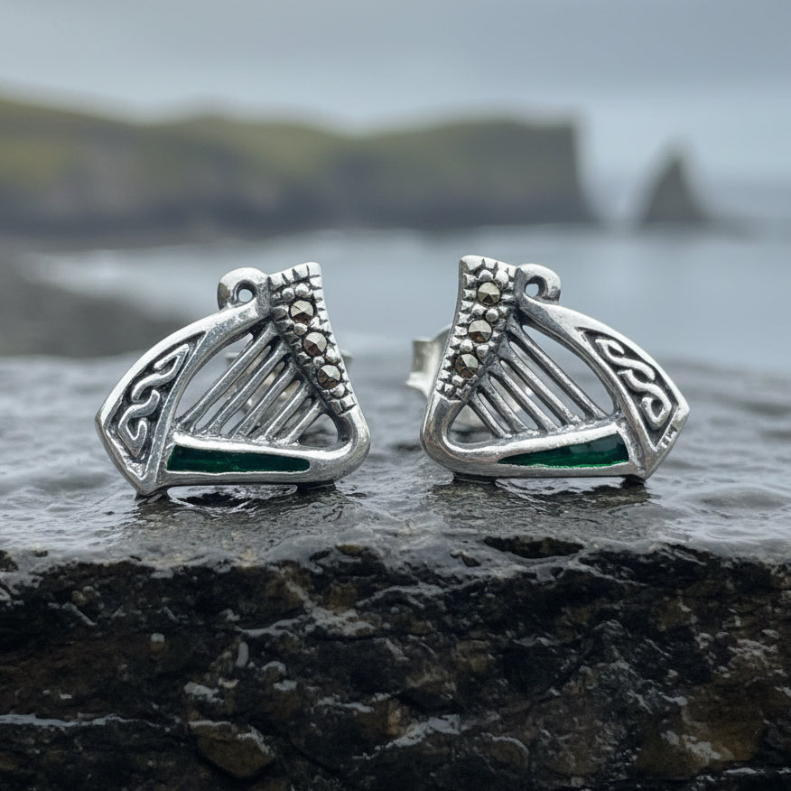 Ireland's Harp Post Earrings