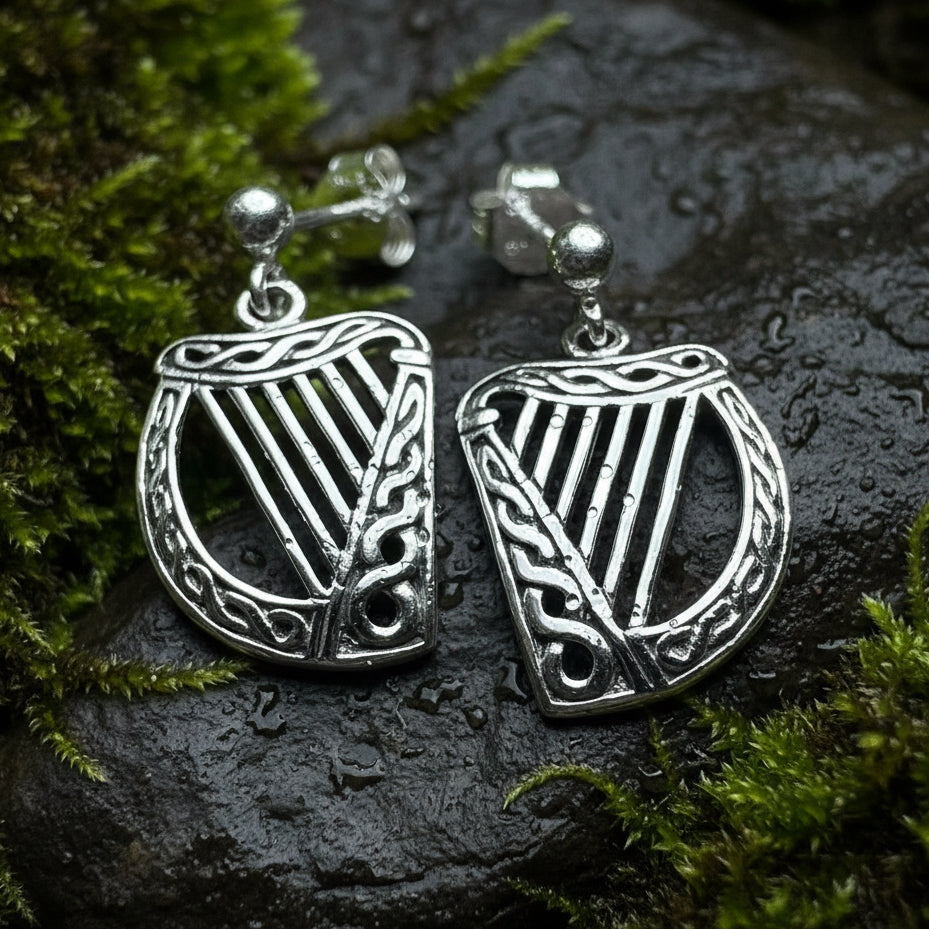 Liffey Harp Post Earrings