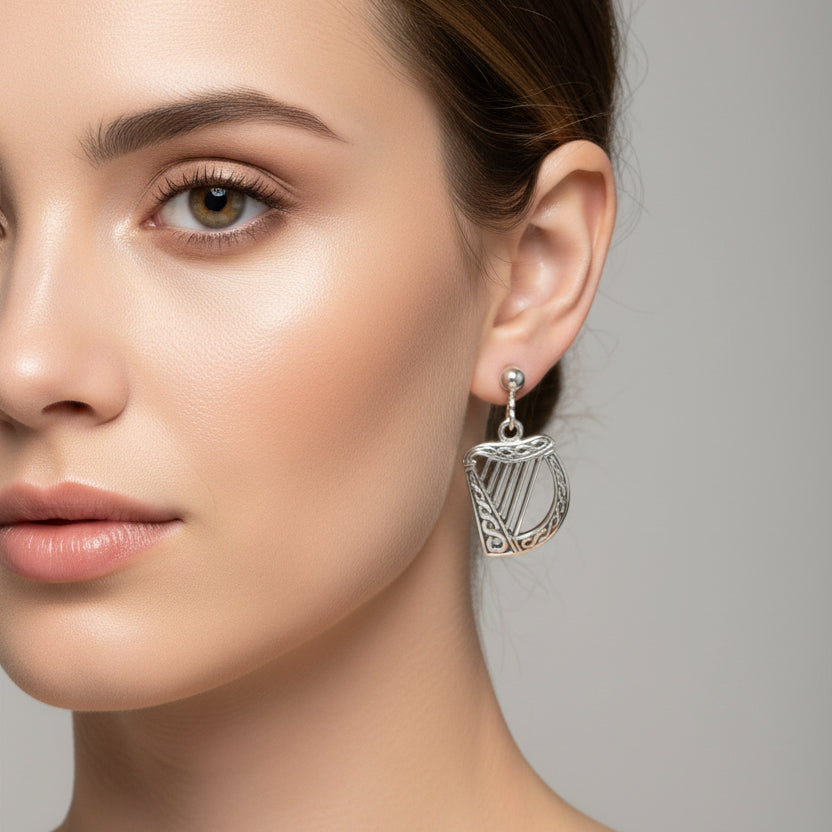 Liffey Harp Post Earrings