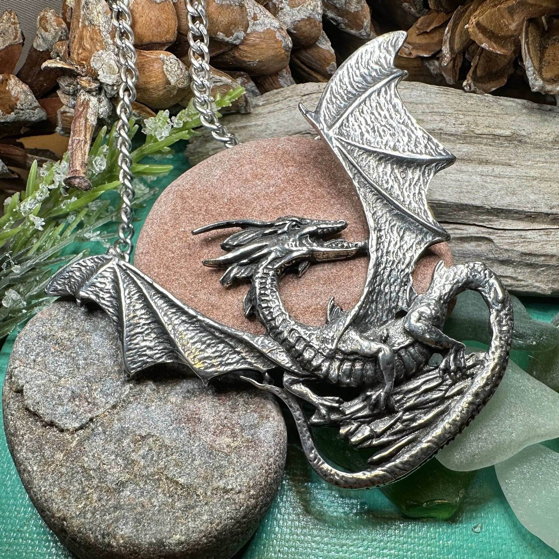Tressach Pewter Dragon Necklace - 