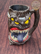 Mimic 3D Printed Can Holder- Mythic Mugs Collection by Ars Moriendi 3D- Beware the Jaws of the Mimic! - Black / Threaded with Lid