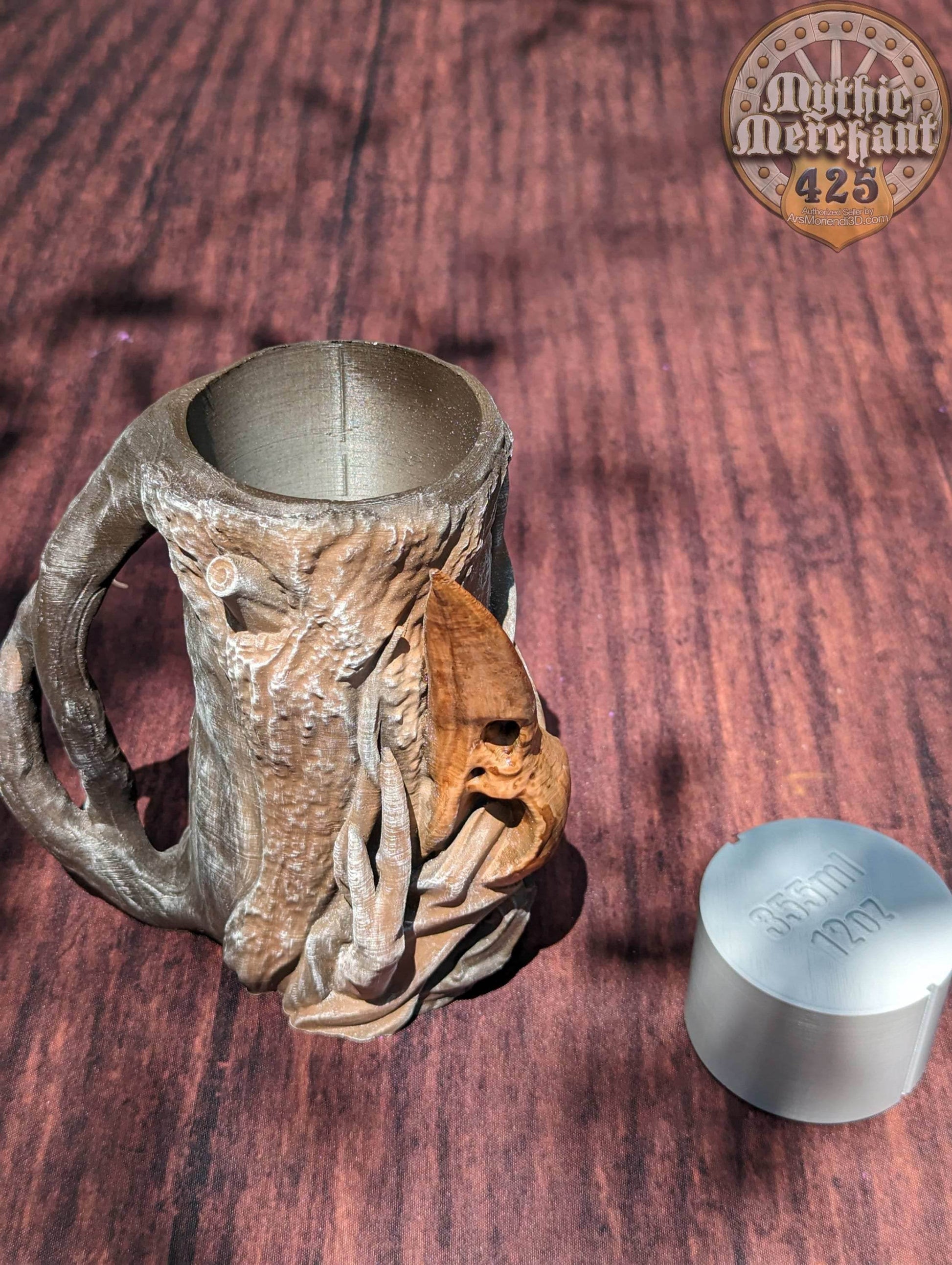 Druid Class 3D Printed Koozie | Can Holder | Stein | DnD Player Gift | Dice Vault | RPG Dice Jail | Mythic Mugs by Ars Moriendi 3D - Black / Non Threaded-No Lid