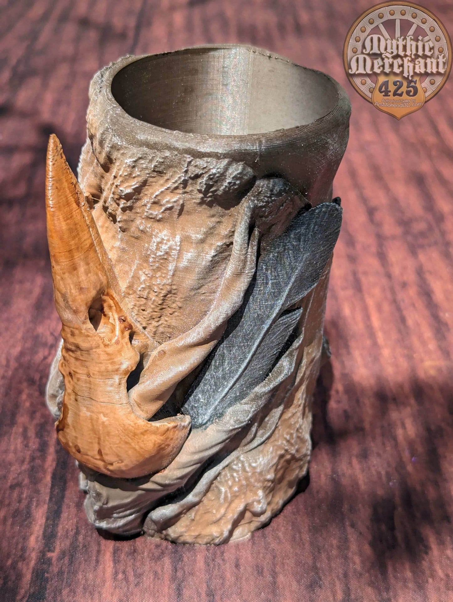 Druid Class 3D Printed Koozie | Can Holder | Stein | DnD Player Gift | Dice Vault | RPG Dice Jail | Mythic Mugs by Ars Moriendi 3D - Black / Non Threaded-No Lid