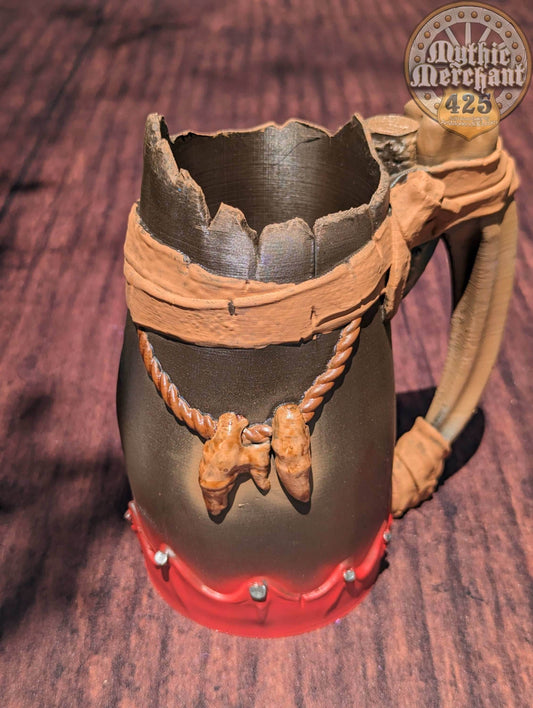 Barbarian 3D Printed Koozie & Can Holder | Custom Stein | RPG Dice Jail | D20 Dice Vault | Mythic Mugs by Ars Moriendi 3D- Unleash Fury!!! - Black / Non Threaded-No Lid