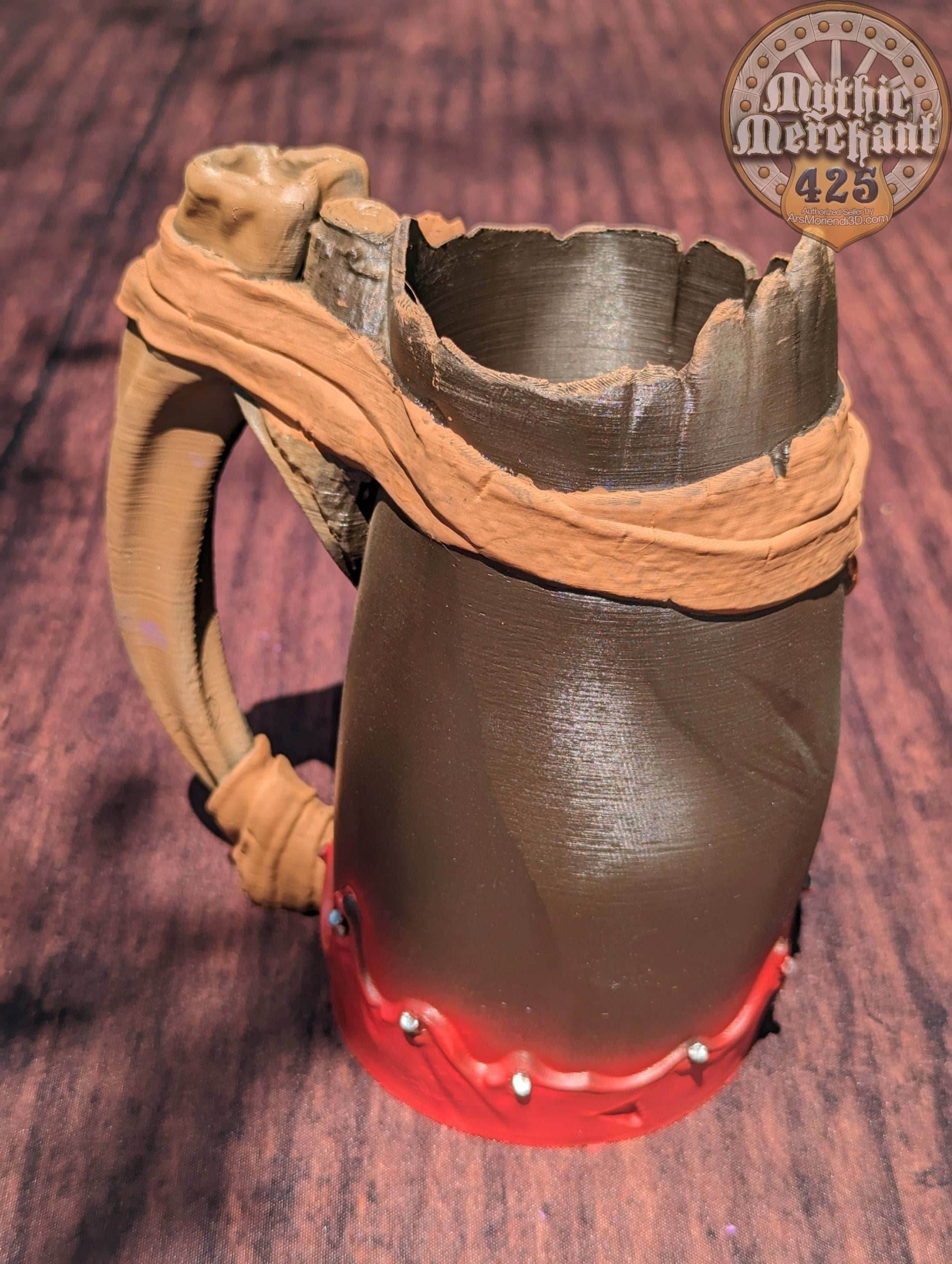 Barbarian 3D Printed Koozie & Can Holder | Custom Stein | RPG Dice Jail | D20 Dice Vault | Mythic Mugs by Ars Moriendi 3D- Unleash Fury!!! - Black / Non Threaded-No Lid