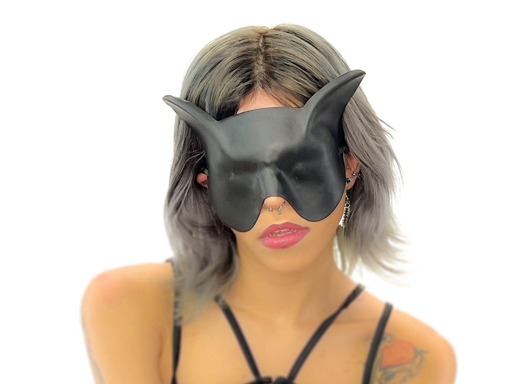Super Hero Cat Sleep Mask or Blindfold - Handmade Genuine Leather - Optional Deerskin Or Suede Lining - Suede Lining