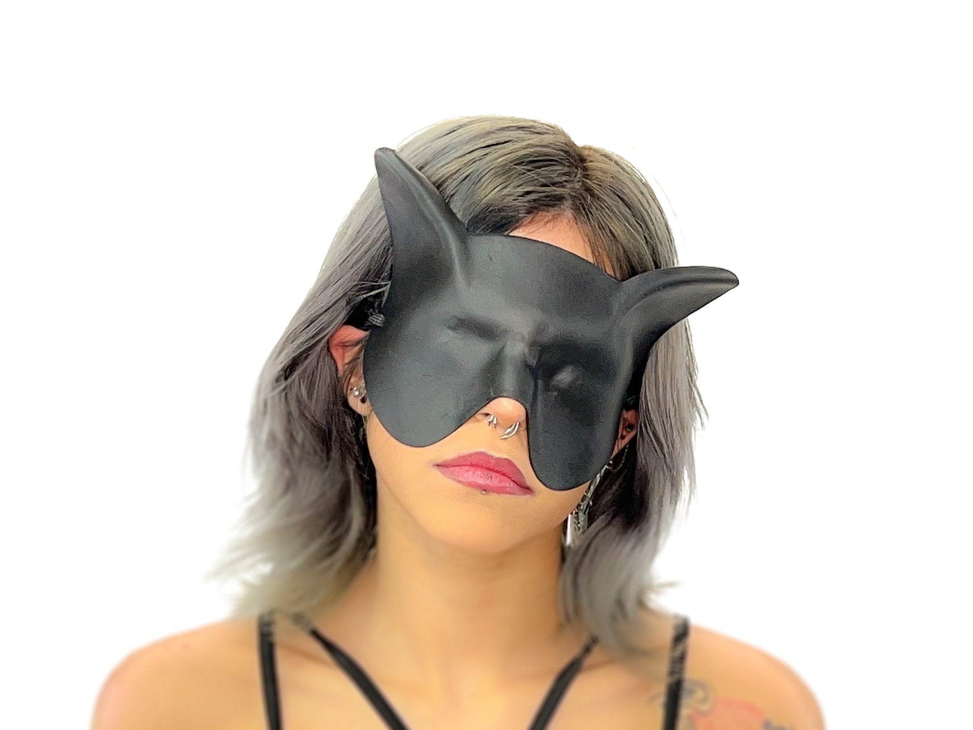 Super Hero Cat Sleep Mask or Blindfold - Handmade Genuine Leather - Optional Deerskin Or Suede Lining - Suede Lining