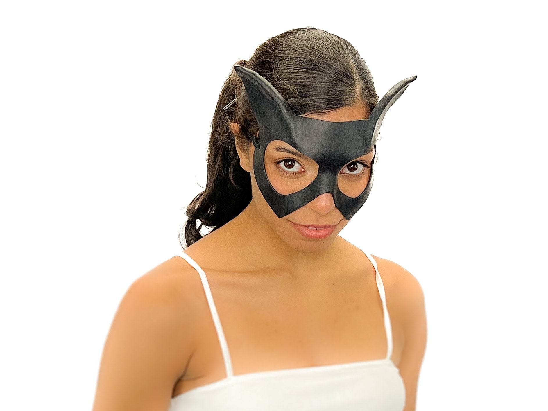 Handmade Genuine Leather Cat Mask - 