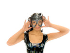 Handmade Genuine Leather Five Point Jester Mask in cosmic silver and Black No Bells - 