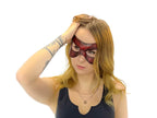 Ornate Masquerade Handmade Genuine Leather Eye Mask in Red and Black - 
