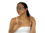 Dual Layer Ornate Masquerade Handmade Genuine Leather Eye Mask in Vintage Cream - 