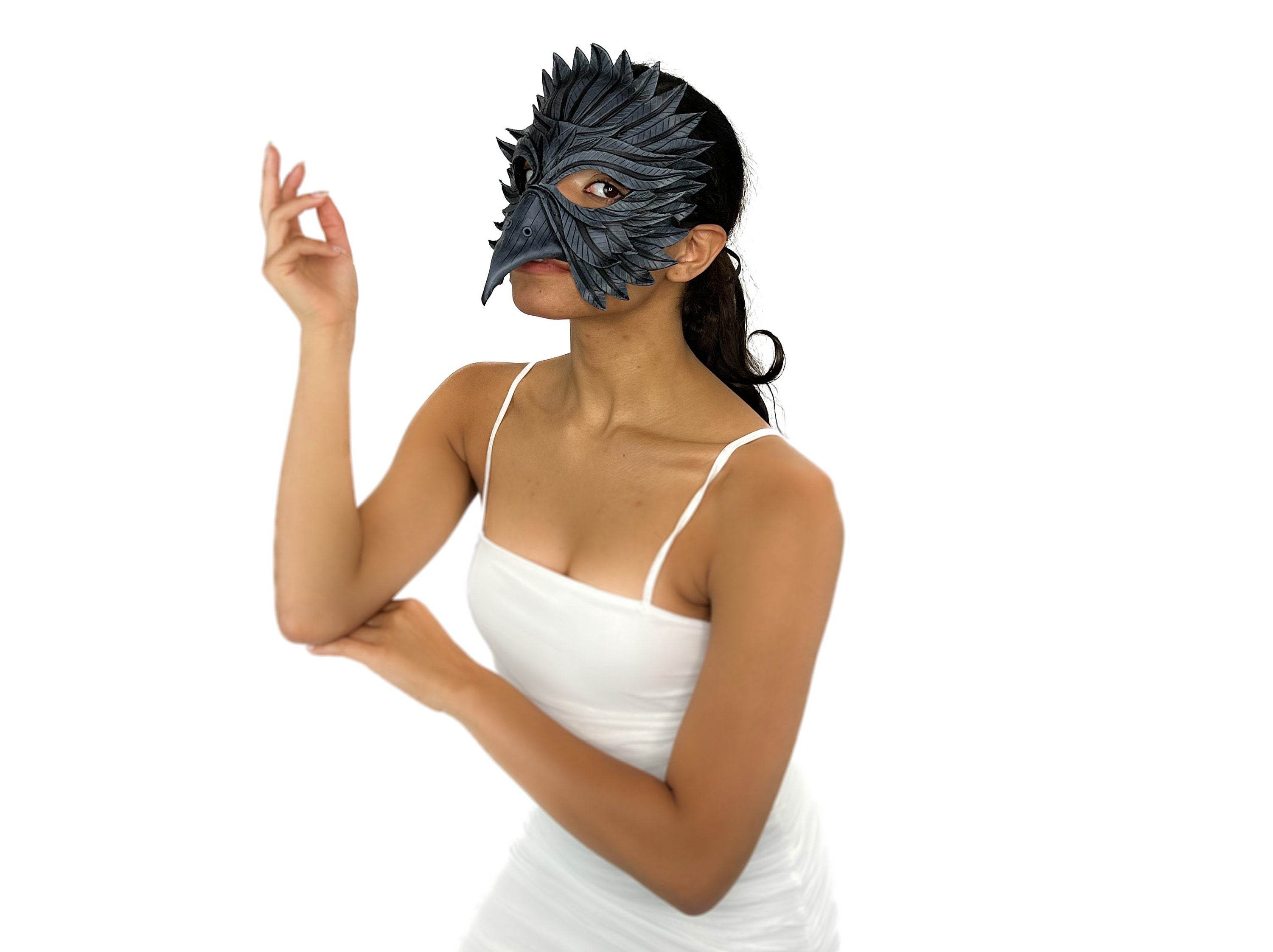 Black Raven Handmade Genuine Leather Mask - 