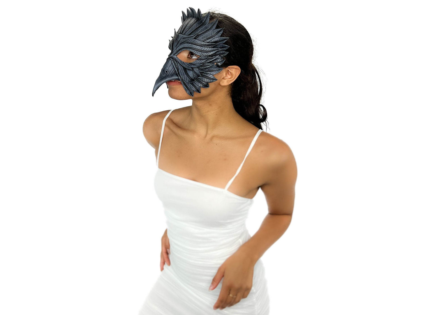 Black Raven Handmade Genuine Leather Mask - 