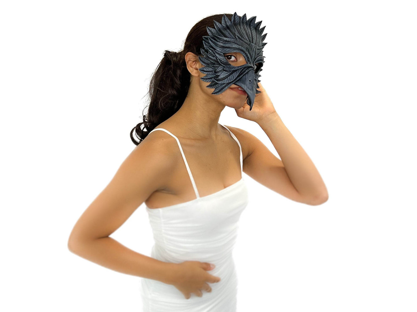 Black Raven Handmade Genuine Leather Mask - 