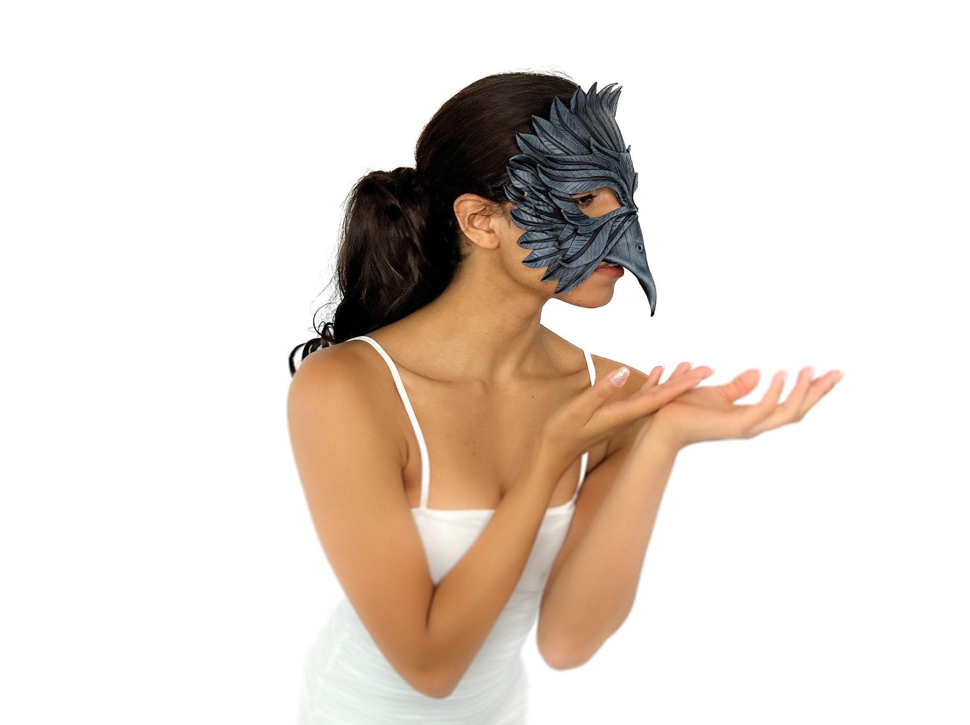 Black Raven Handmade Genuine Leather Mask - 