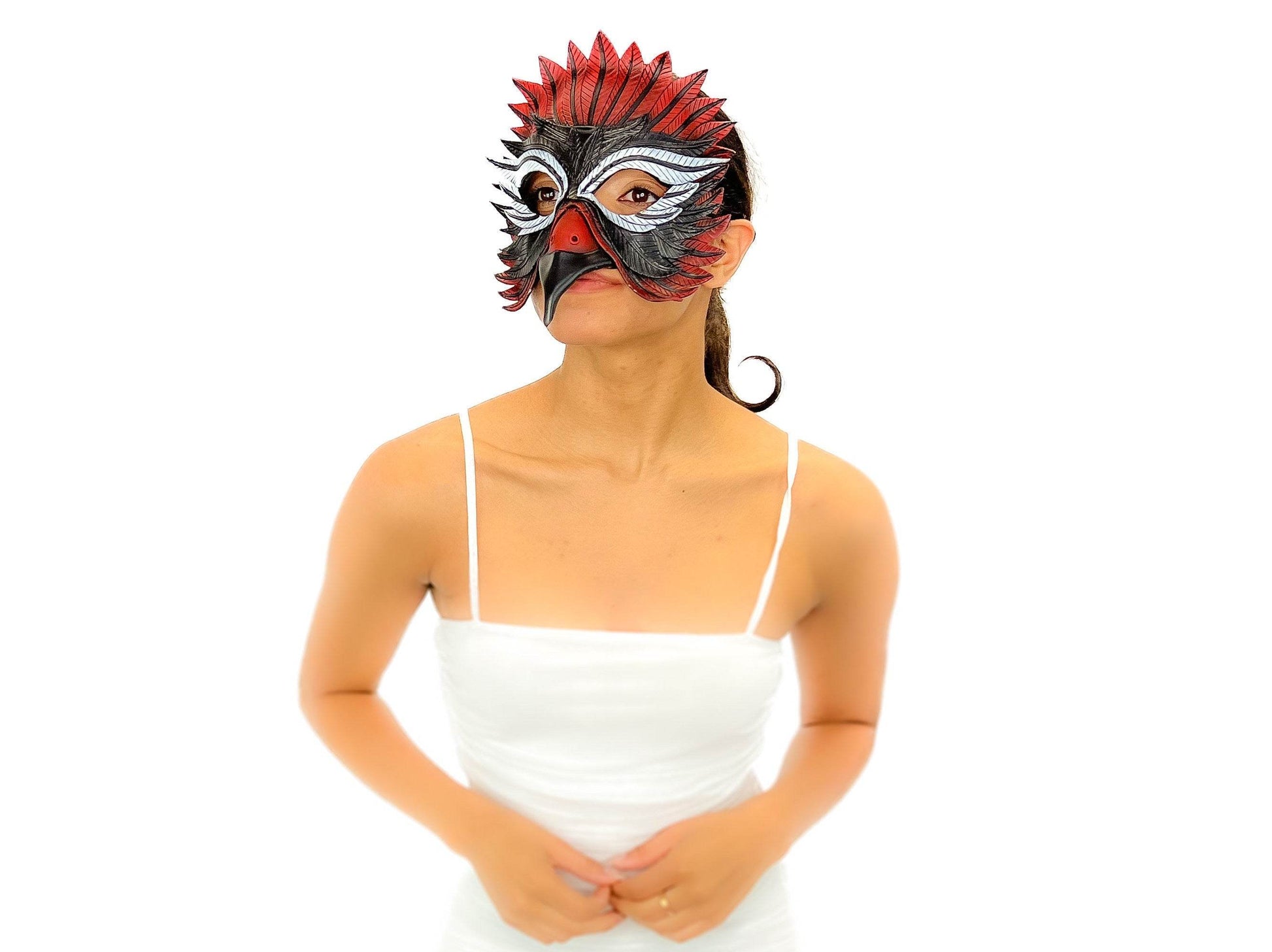 Red Raven Handmade Genuine Leather Mask - 