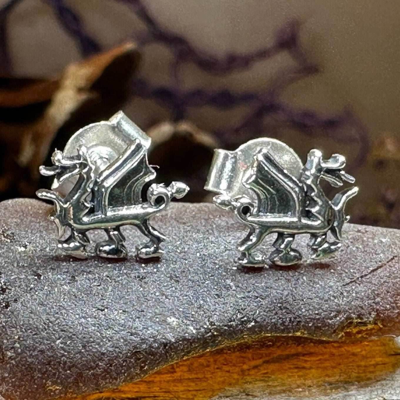 Petite Welsh Dragon Stud Earrings - 